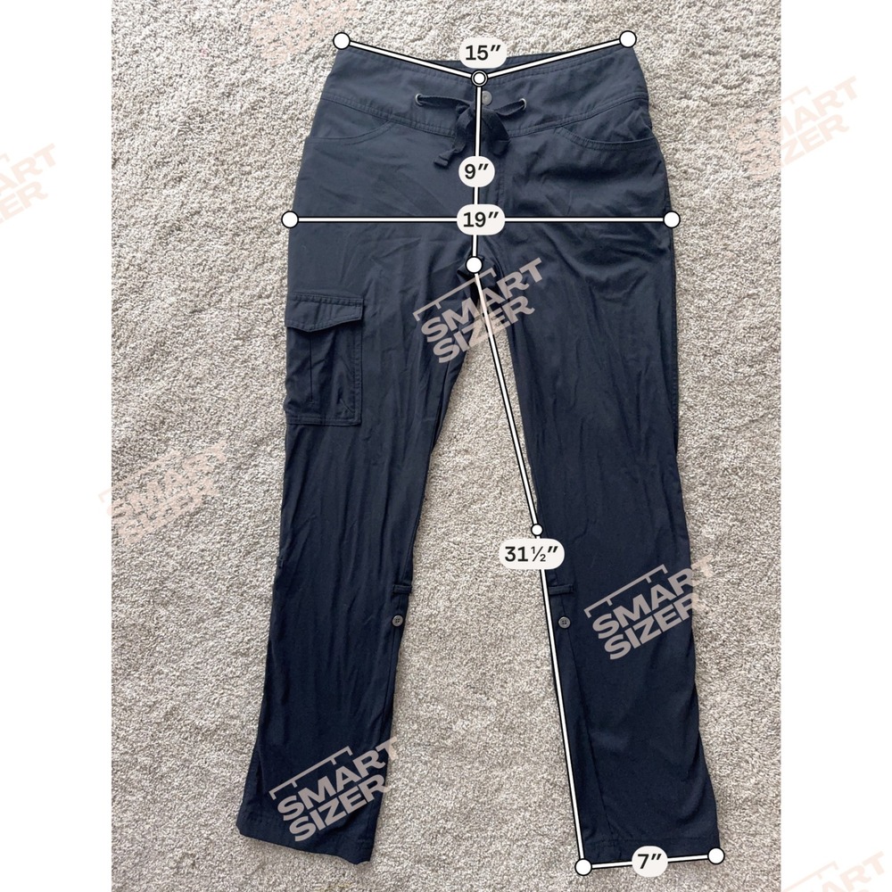 Columbia Omni-Shield Cargo Hiking Pants Womens 4 Black Nylon Roll‎ Up Drawstring - Picture 2 of 8